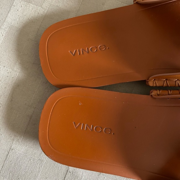 Vince Nico Criss Cross Square Toe Slide Sandals in Sepia Leather - Picture 7 of 15